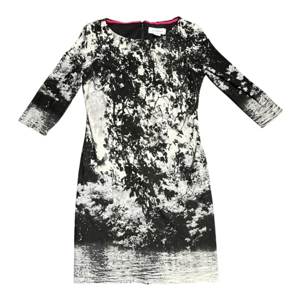J Howard Women's Black White Abstract‎ 3/4 Sleeve Sheath Dress Size 10